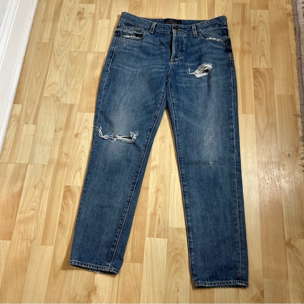 Lucky Brand Womens Medium Wash Sienna Slim Boyfriend Distressed Button Fly 2/26